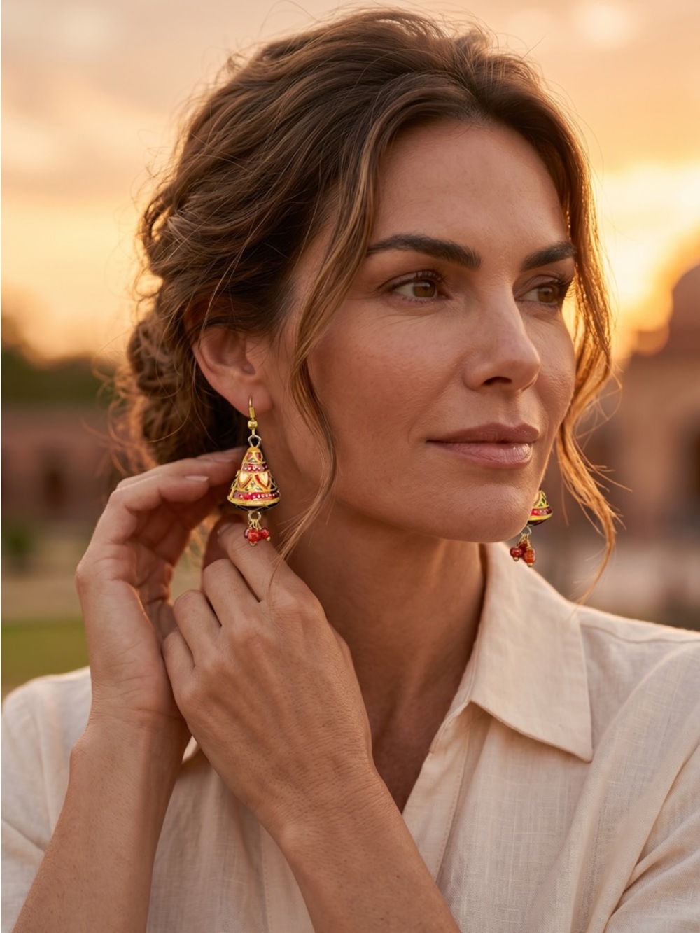 ♥️Meenakari Hand Crafted Small Jhumka Dangle Earrings/NWOT♥️